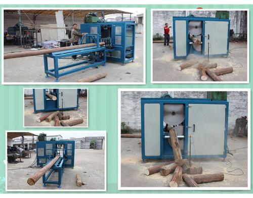 斷木機-截斷機-能鋸直徑大500原木-客戶試機加工現(xiàn)場